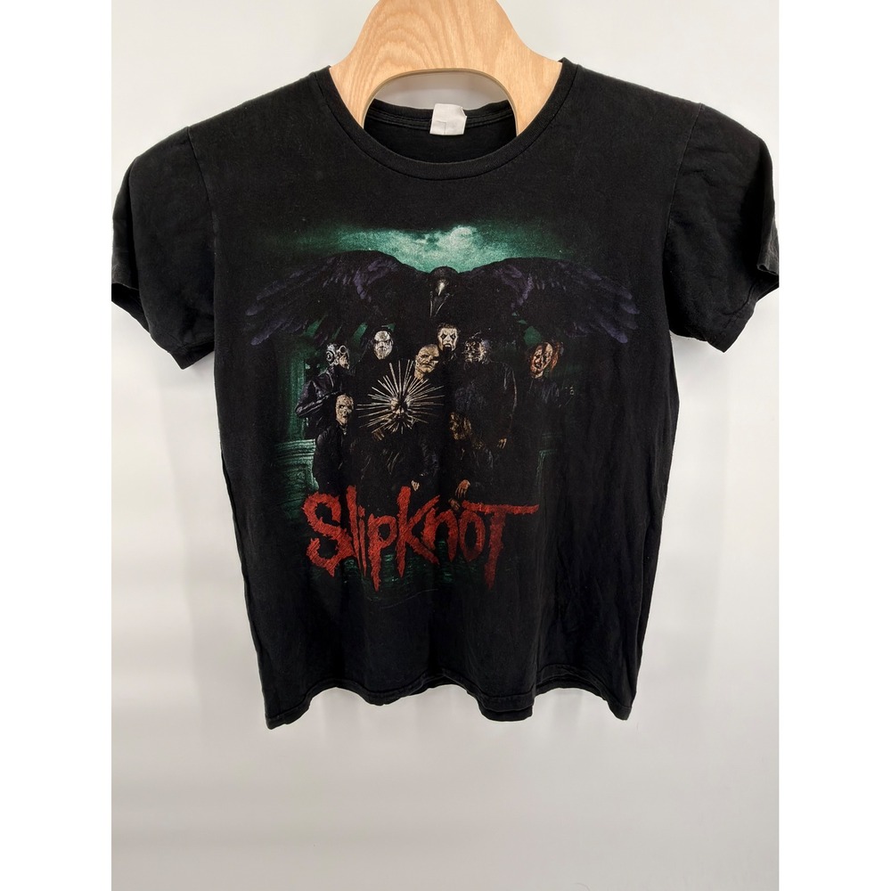 Vintage Slipknot Band T-Shirt Large Black Raven Graphic Nu-Metal Music Tee